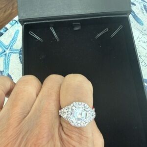 Judith Ripka Silver and White Gemstone Ring